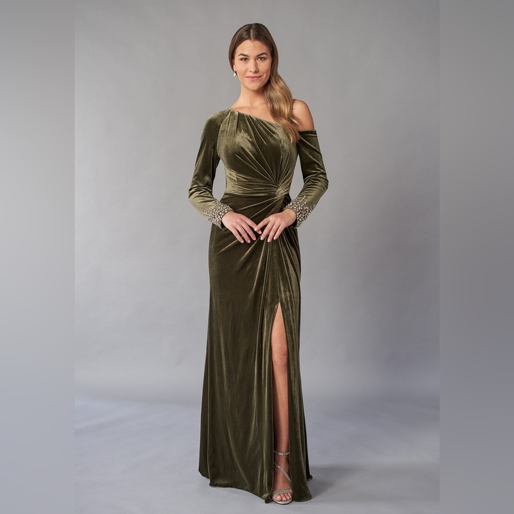 Chic One-Shoulder Olive Green Dress